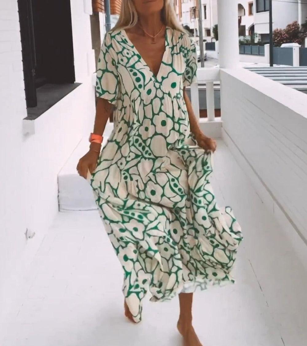 Nilda Mazzi™ Comfortable maxi dress with short sleeves