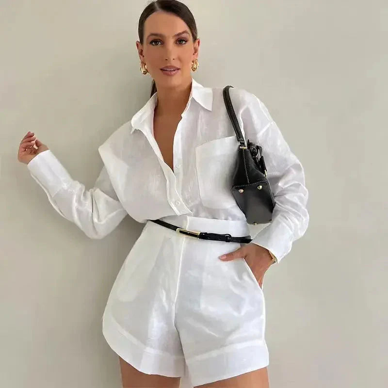Agata Zullo™ Ladies casual blouse and shorts set