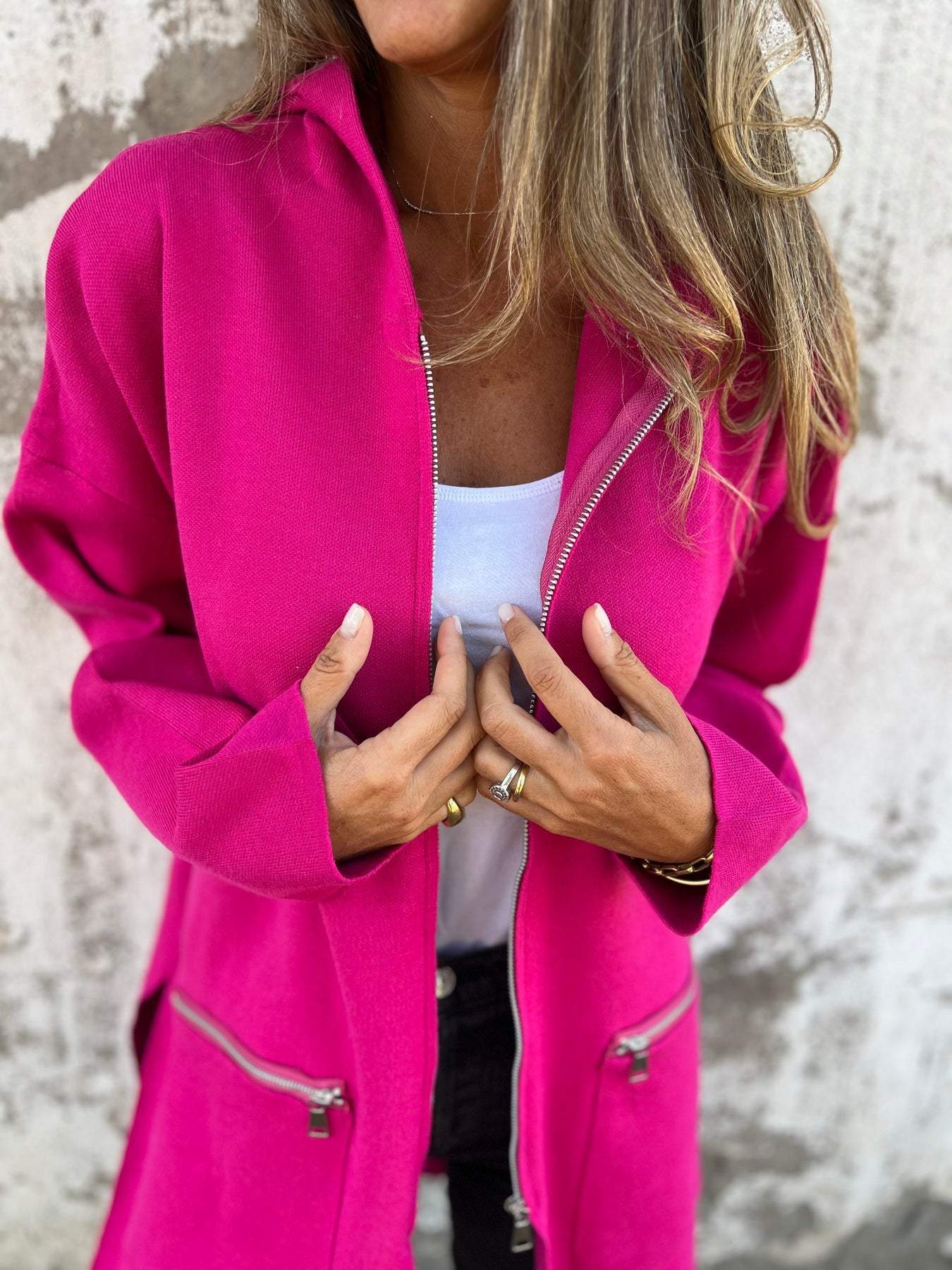 Alaina Côté™ Jacket with hood and mid-length zipper