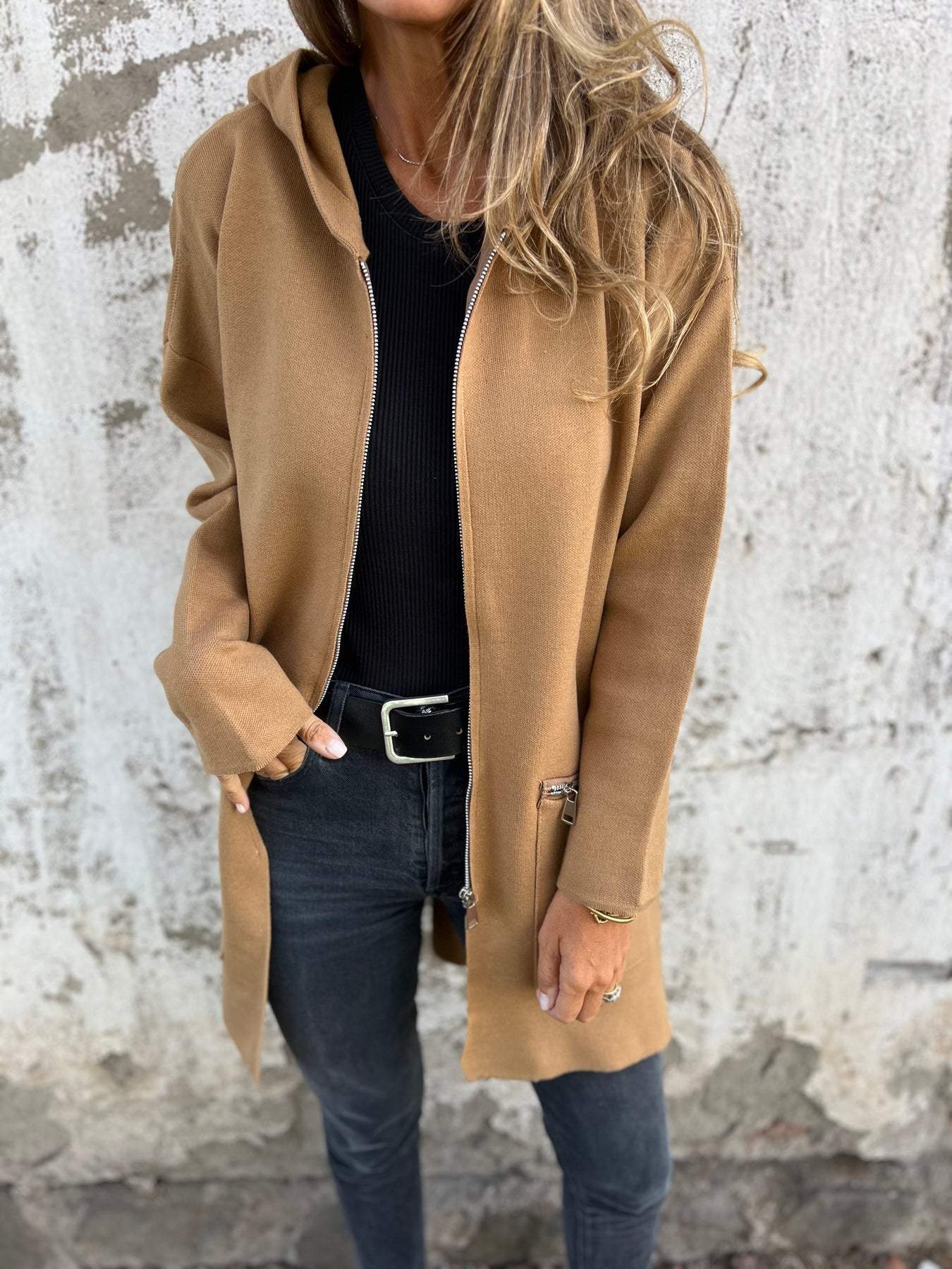 Alaina Côté™ Jacket with hood and mid-length zipper
