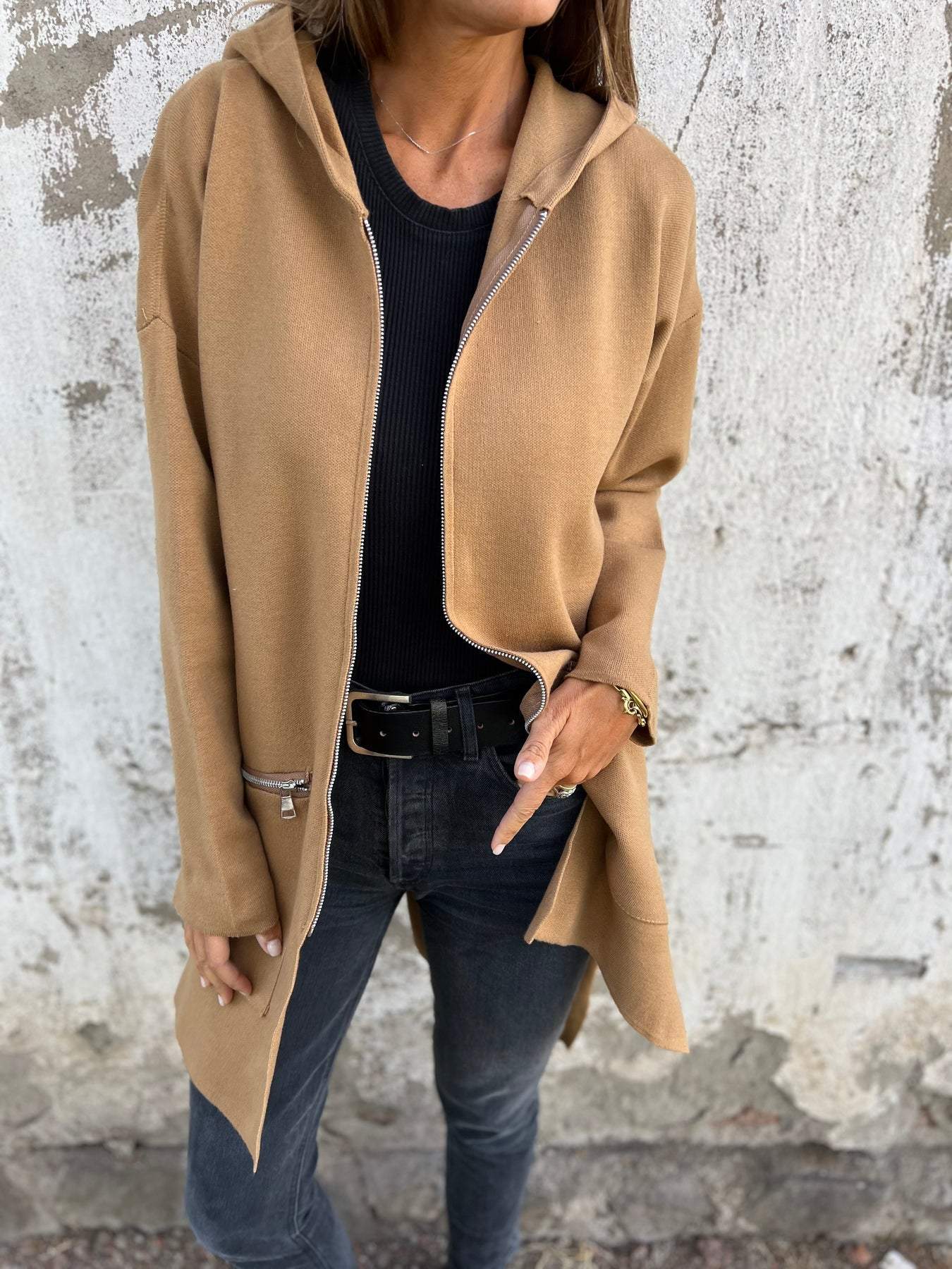 Alaina Côté™ Jacket with hood and mid-length zipper