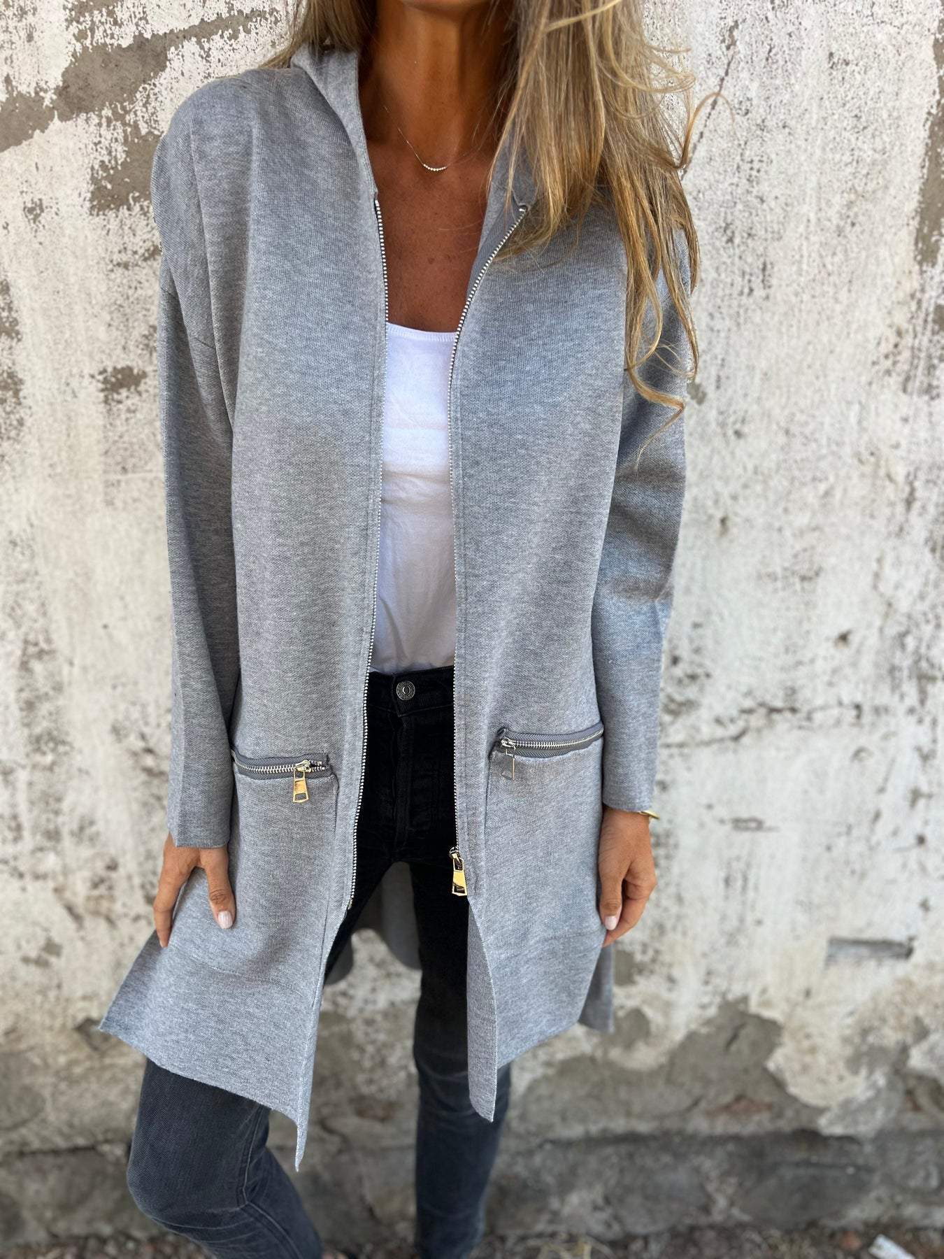 Alaina Côté™ Jacket with hood and mid-length zipper