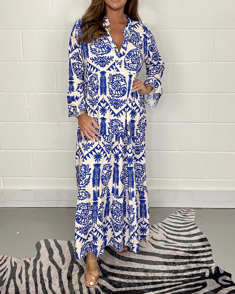 Alice Ruiz™ Boho dress with neckline and print