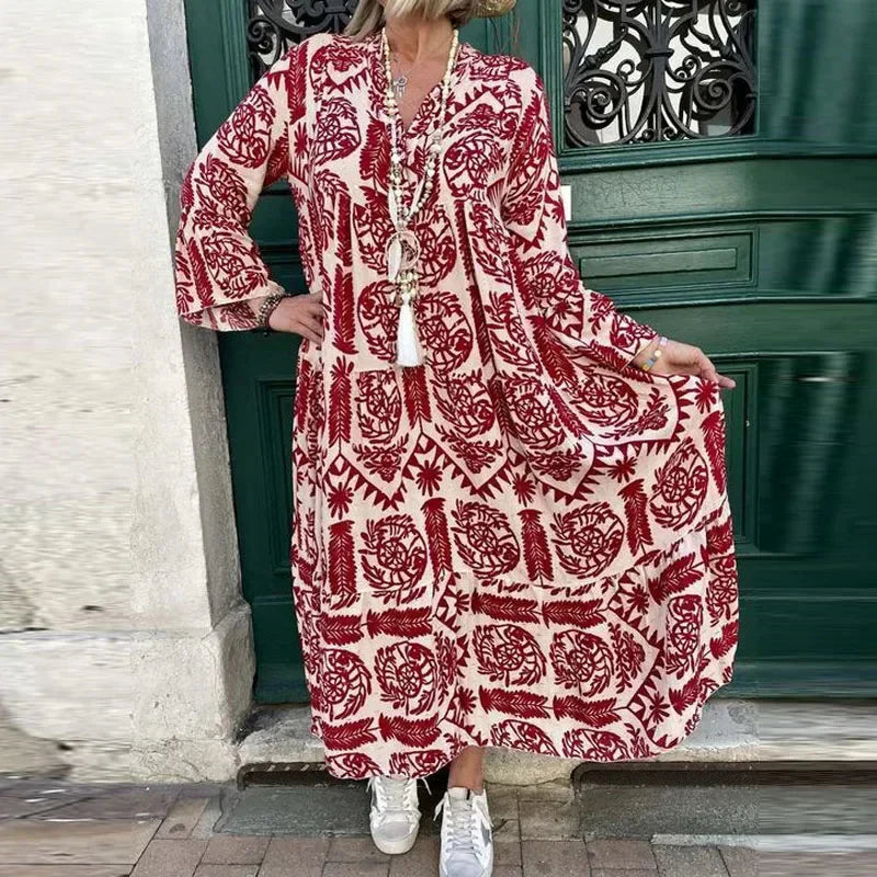 Alice Ruiz™ Boho dress with neckline and print