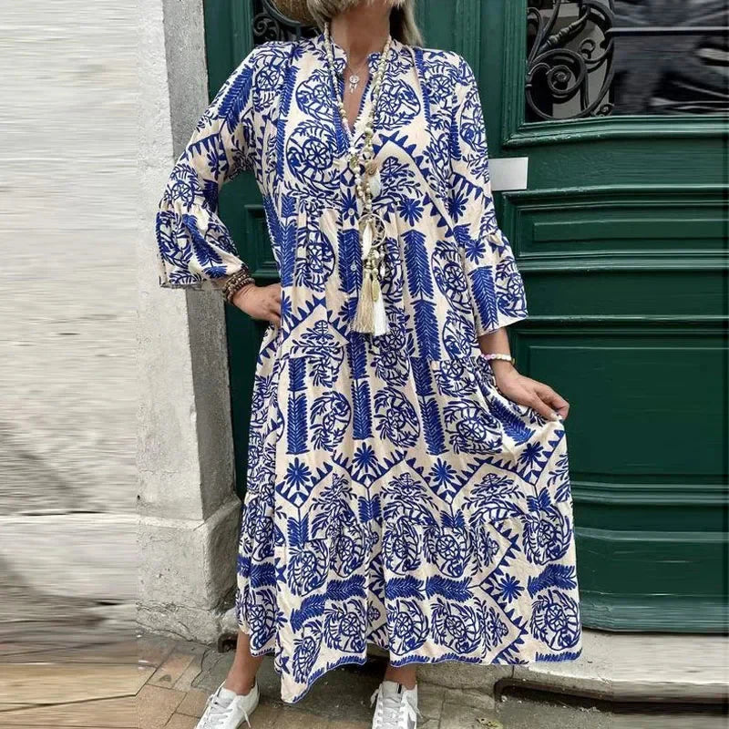Alice Ruiz™ Boho dress with neckline and print