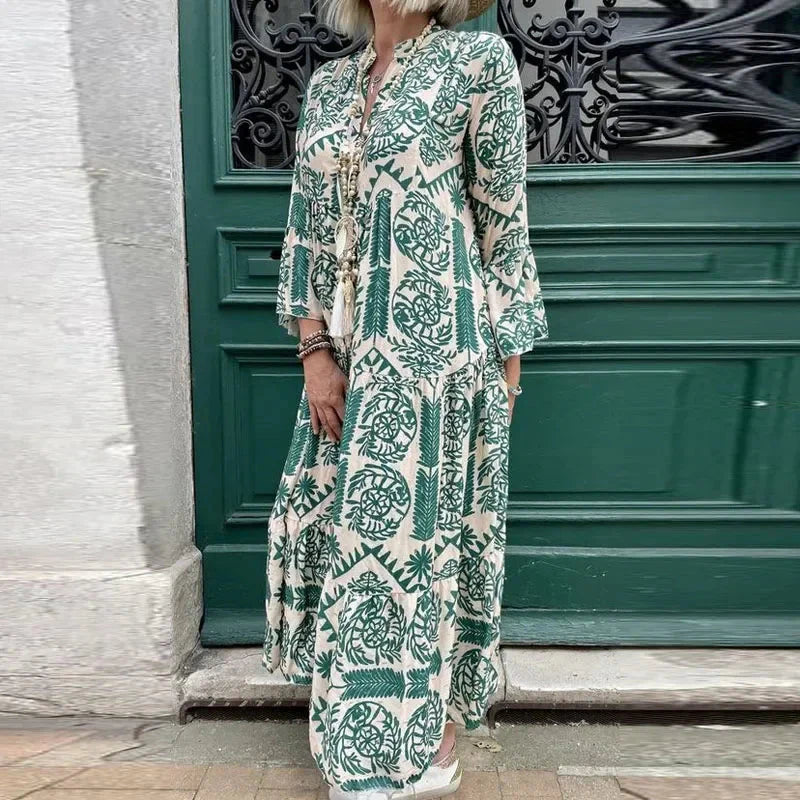 Alice Ruiz™ Boho dress with neckline and print