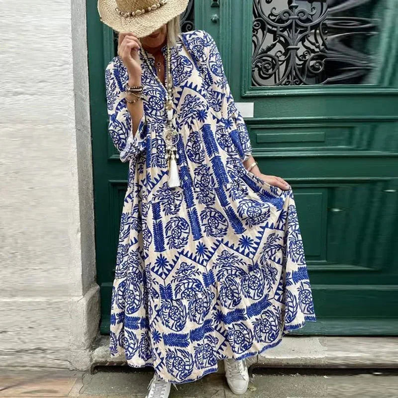 Alice Ruiz™ Boho dress with neckline and print