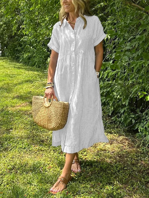 Allegra Altieri™ Striped shirt dress with lapels and buttons