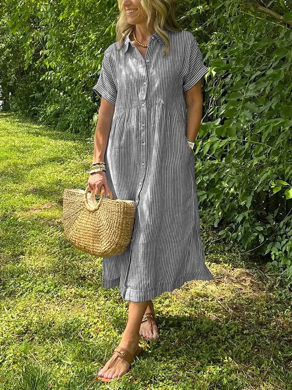 Allegra Altieri™ Striped shirt dress with lapels and buttons