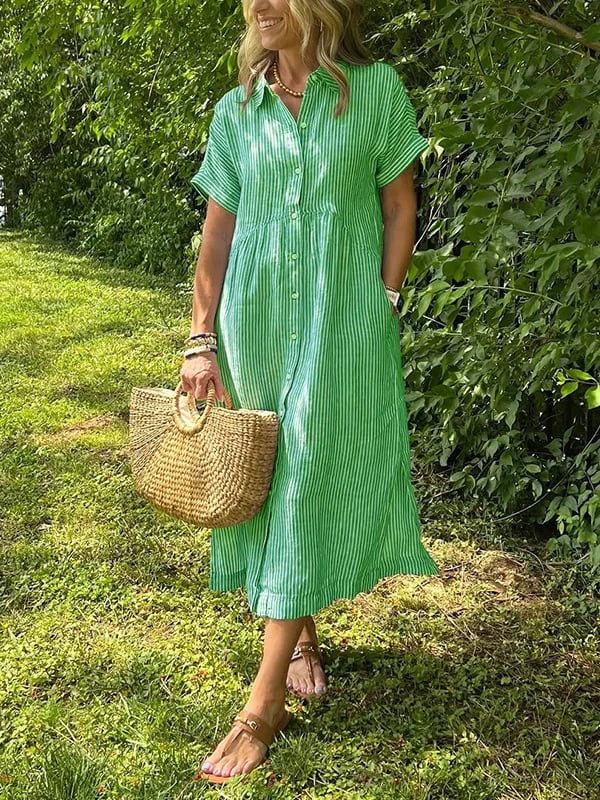Allegra Altieri™ Striped shirt dress with lapels and buttons