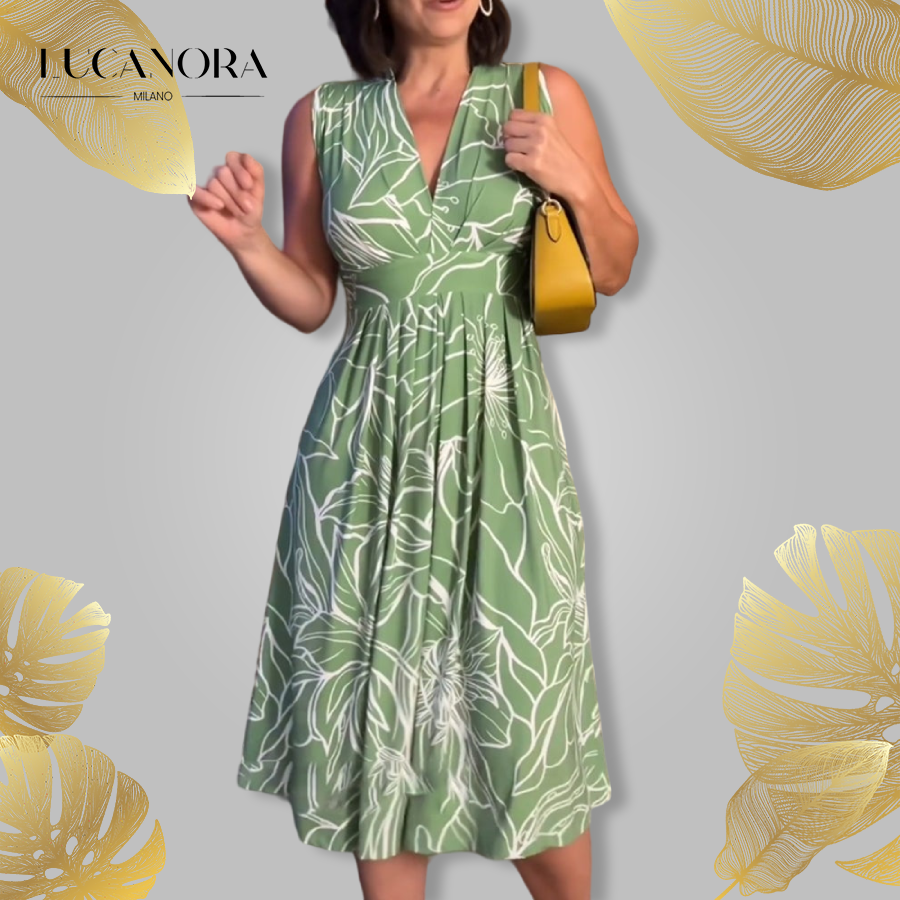 Athenais™ Sleeveless dress with V-neck and cinched waist