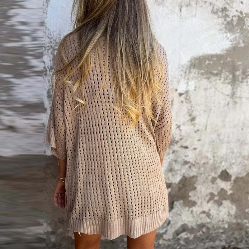 Aubree™️ V-neck hollow knit top