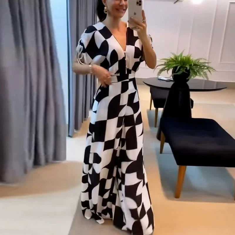 Ave Ajello™ Women's V-Neck Geometric Print Wide Leg Jumpsuit