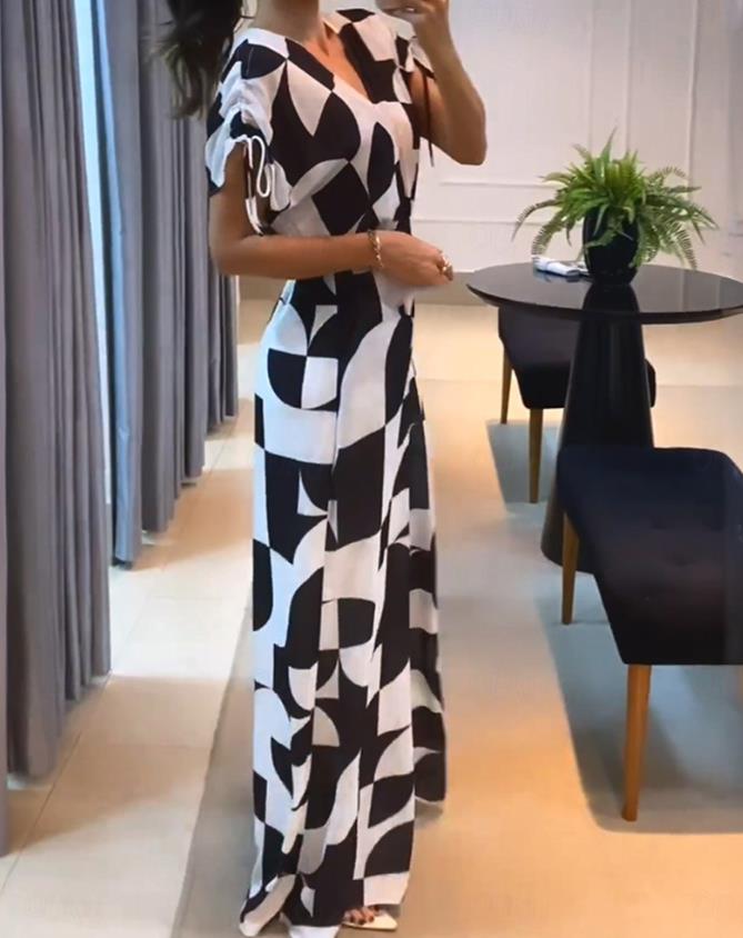 Ave Ajello™ Women's V-Neck Geometric Print Wide Leg Jumpsuit