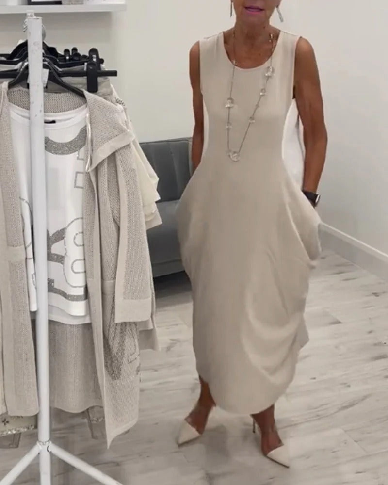Beata Leuzzi™ Simple Sleeveless Dress with Pockets