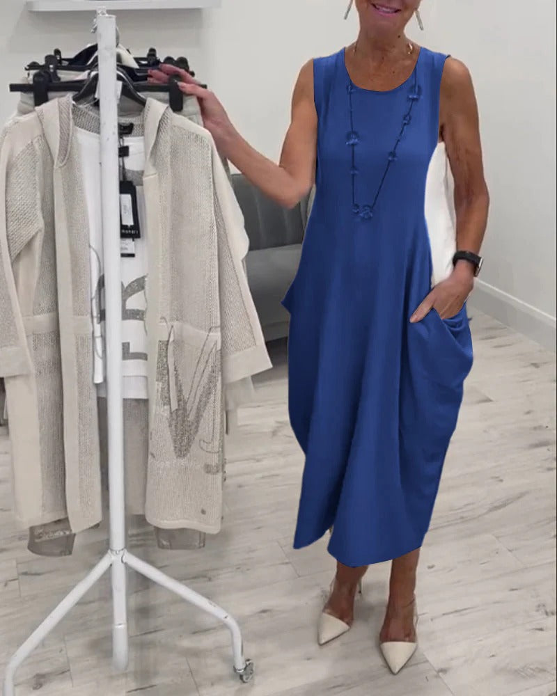 Beata Leuzzi™ Simple Sleeveless Dress with Pockets