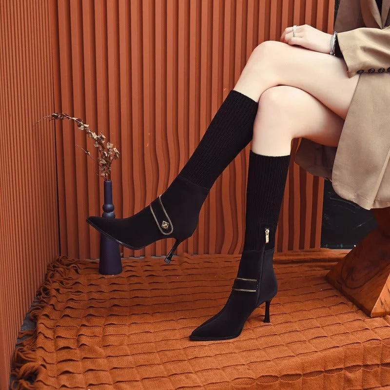 Eufémia™ Fashionable, knitted high-heeled shoes