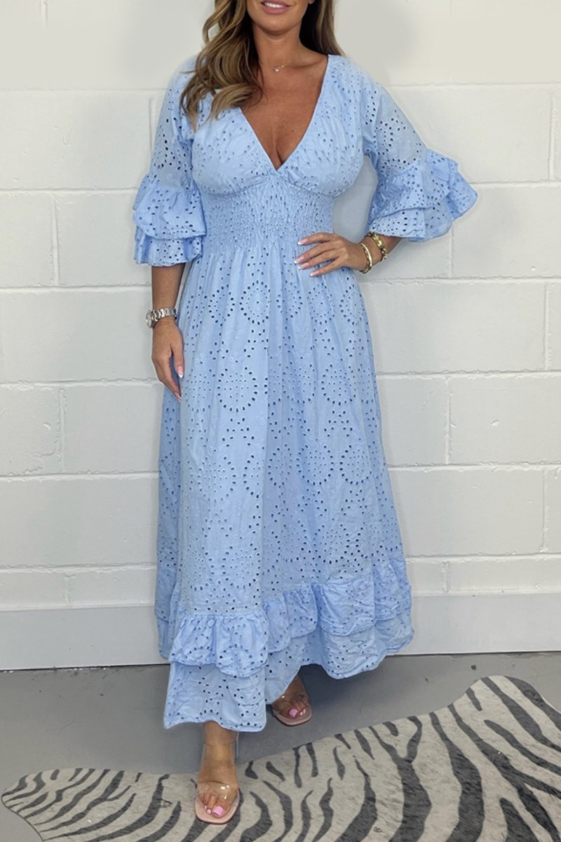 Brigitte Rome™ V-neck dress with floral pattern