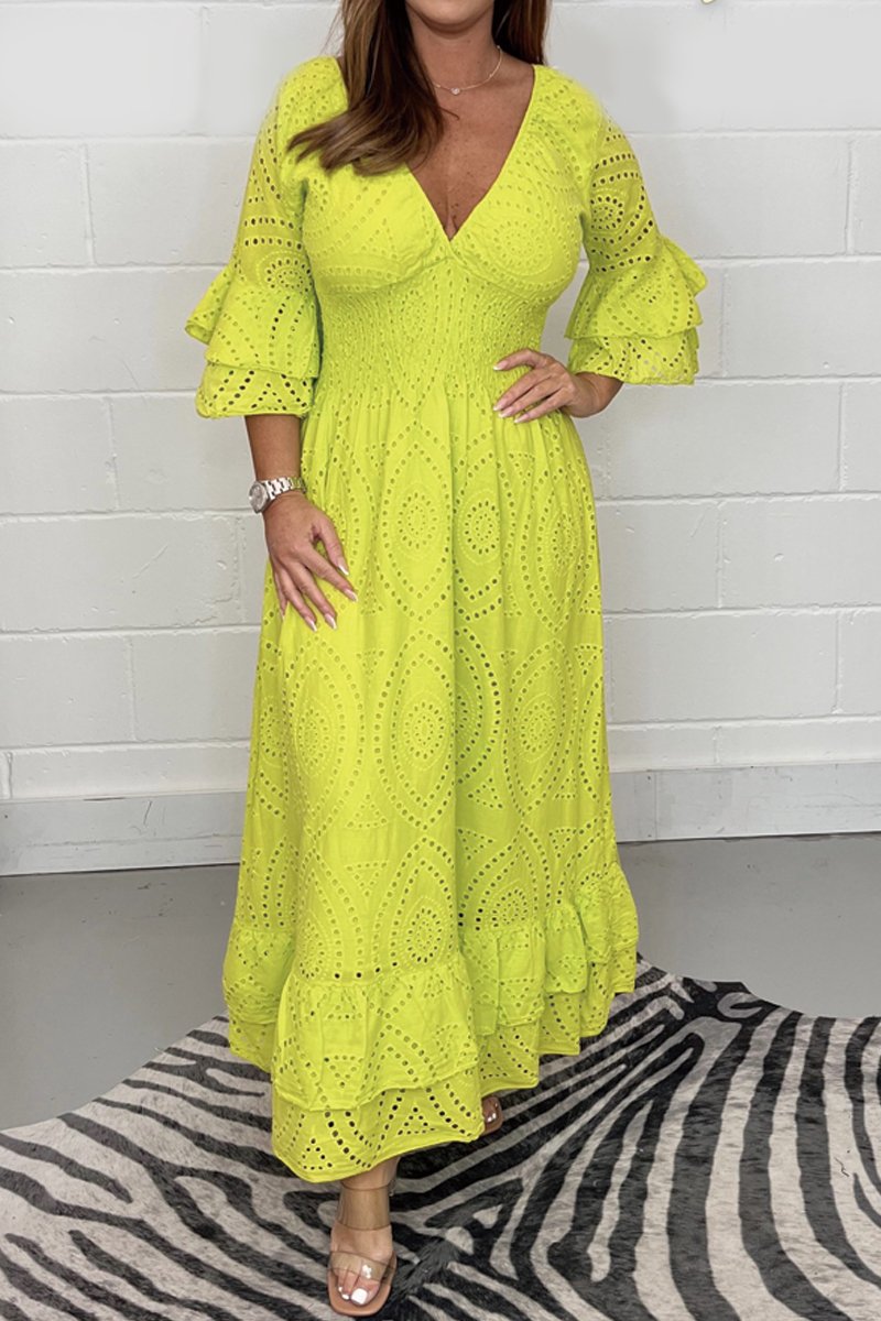 Brigitte Rome™ V-neck dress with floral pattern