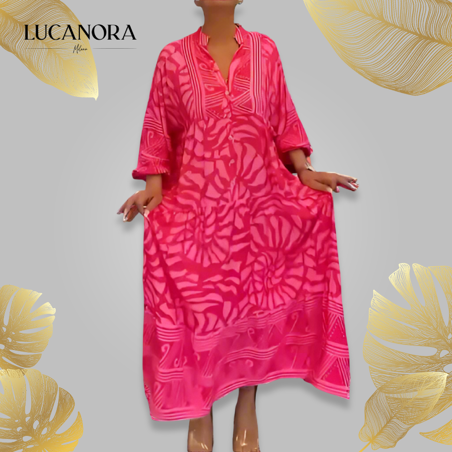 Caterina Tarro™ Women's V-neck Printed Loose Dress
