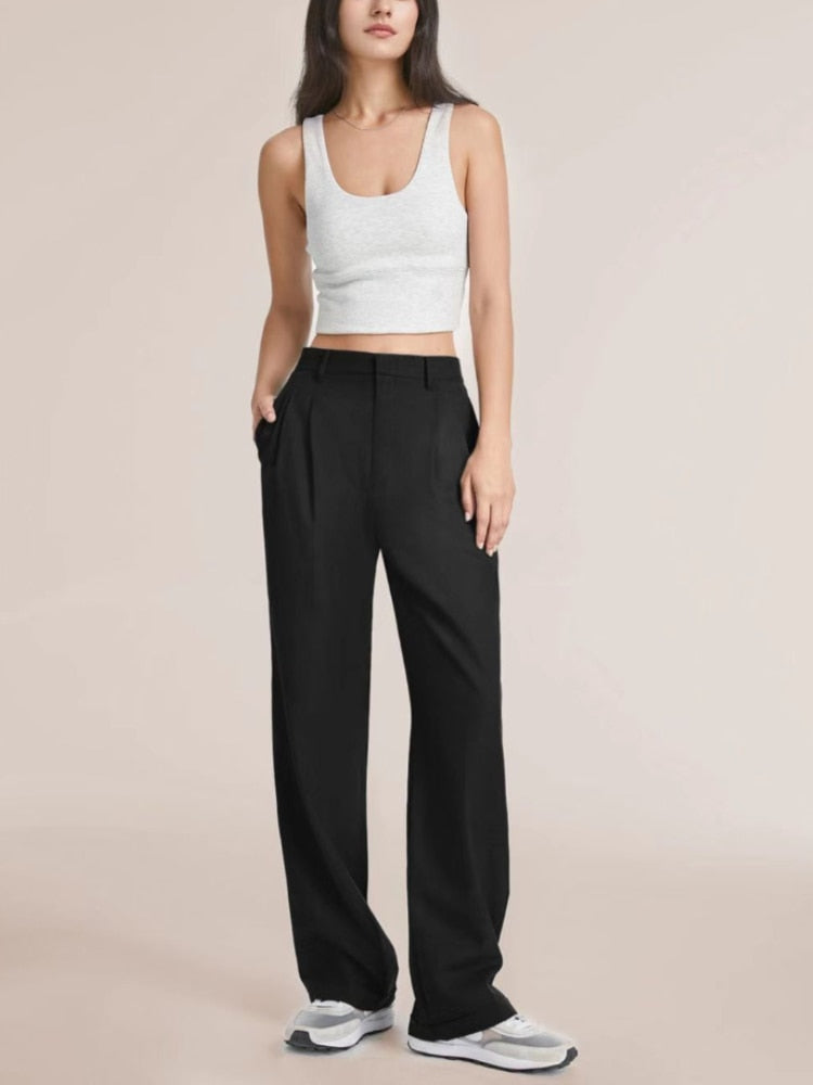 Celine Montclair™️ Casual trousers with high waist and wide legs
