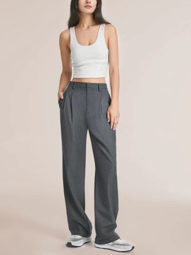 Celine Montclair™️ Casual trousers with high waist and wide legs