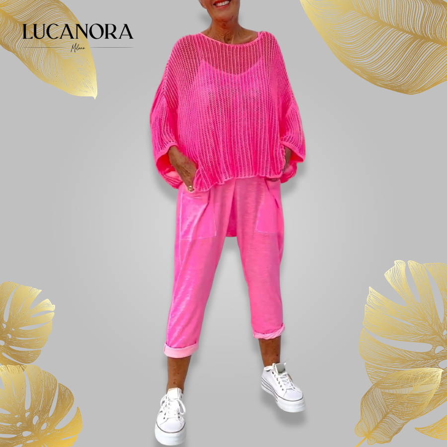Elisea Liberato™ Jumpsuit and casual scarf top with cutout