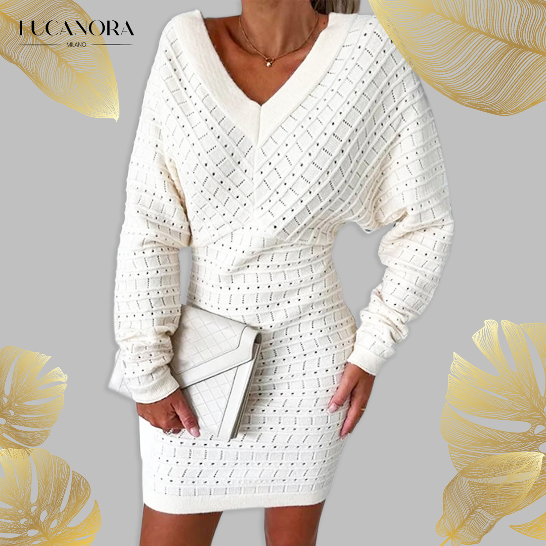Eloisa™ V-neck long sleeve knit dress