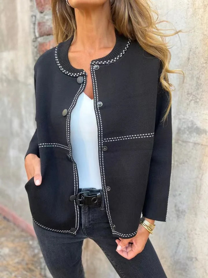 Elvira Torrisi™ Classic Knit Bomber Cardigan Jacket