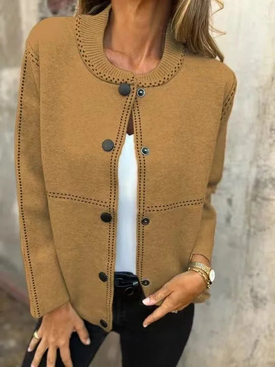 Elvira Torrisi™ Classic Knit Bomber Cardigan Jacket
