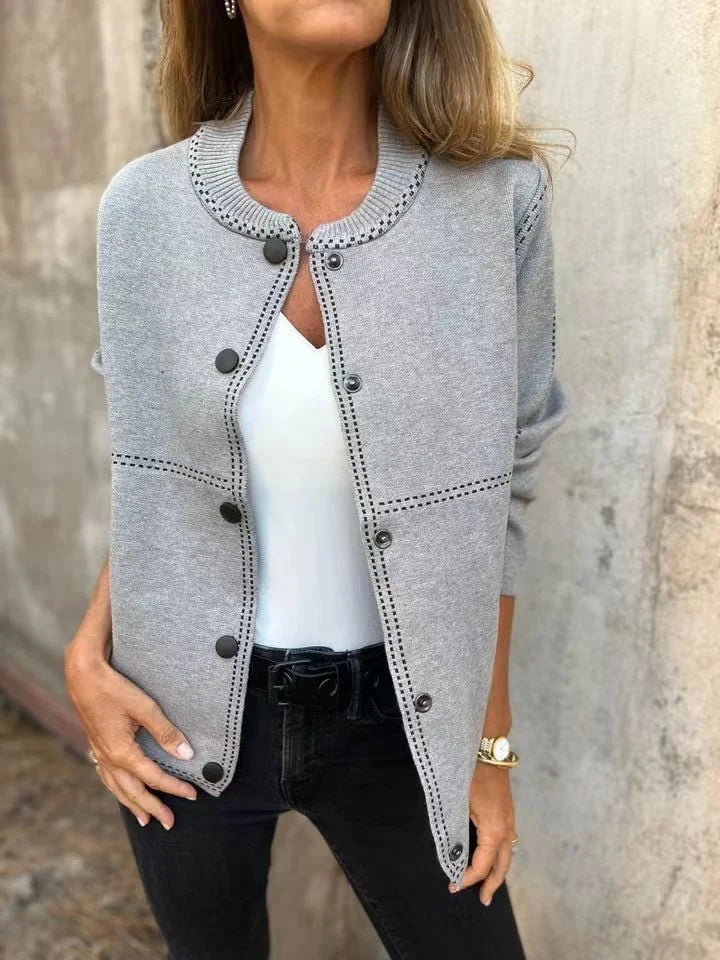 Elvira Torrisi™ Classic Knit Bomber Cardigan Jacket