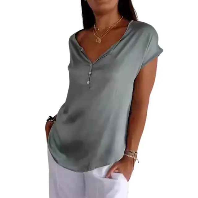Enide™ Smooth short-sleeved V-neck T-shirt