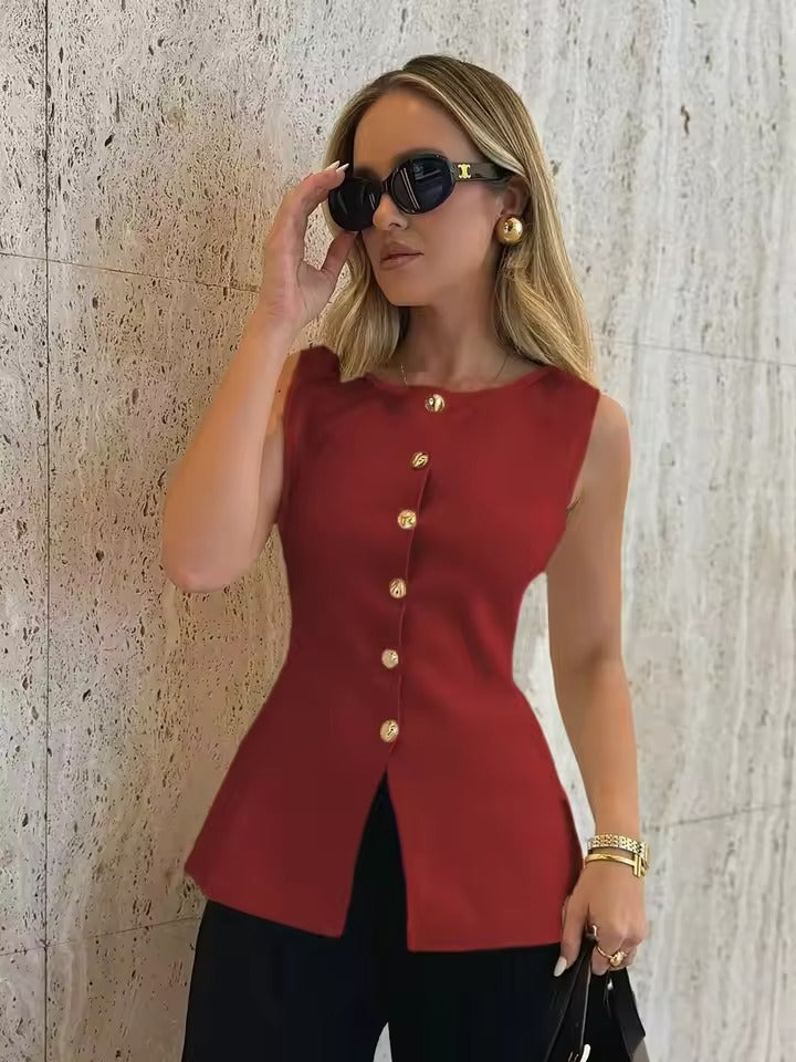 Eracla Scarfo™ Women's Elegant Button Down Sleeveless Blazer Vest