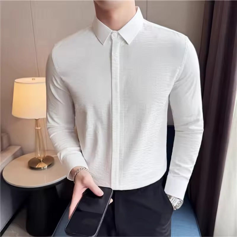 Ermes Santulli™ Men's Zipper Long Sleeve Shirt
