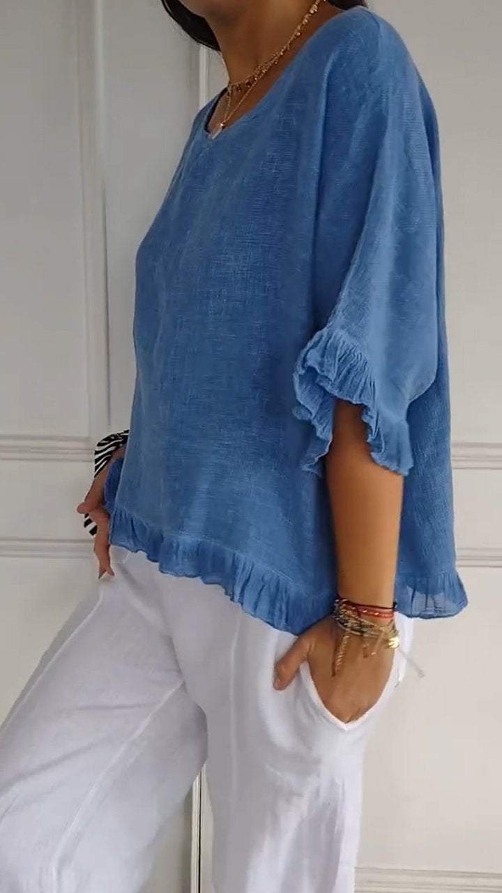 Evangeline™️ Shirt with round neck and midi sleeves