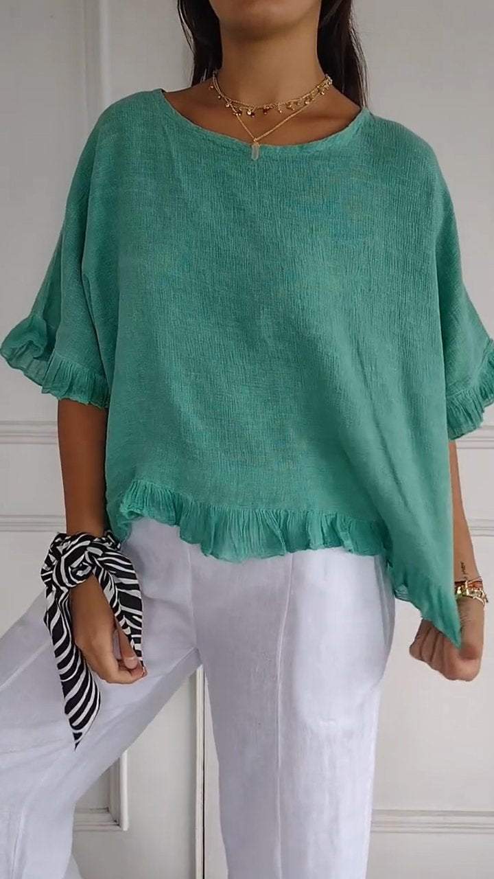 Evangeline™️ Shirt with round neck and midi sleeves