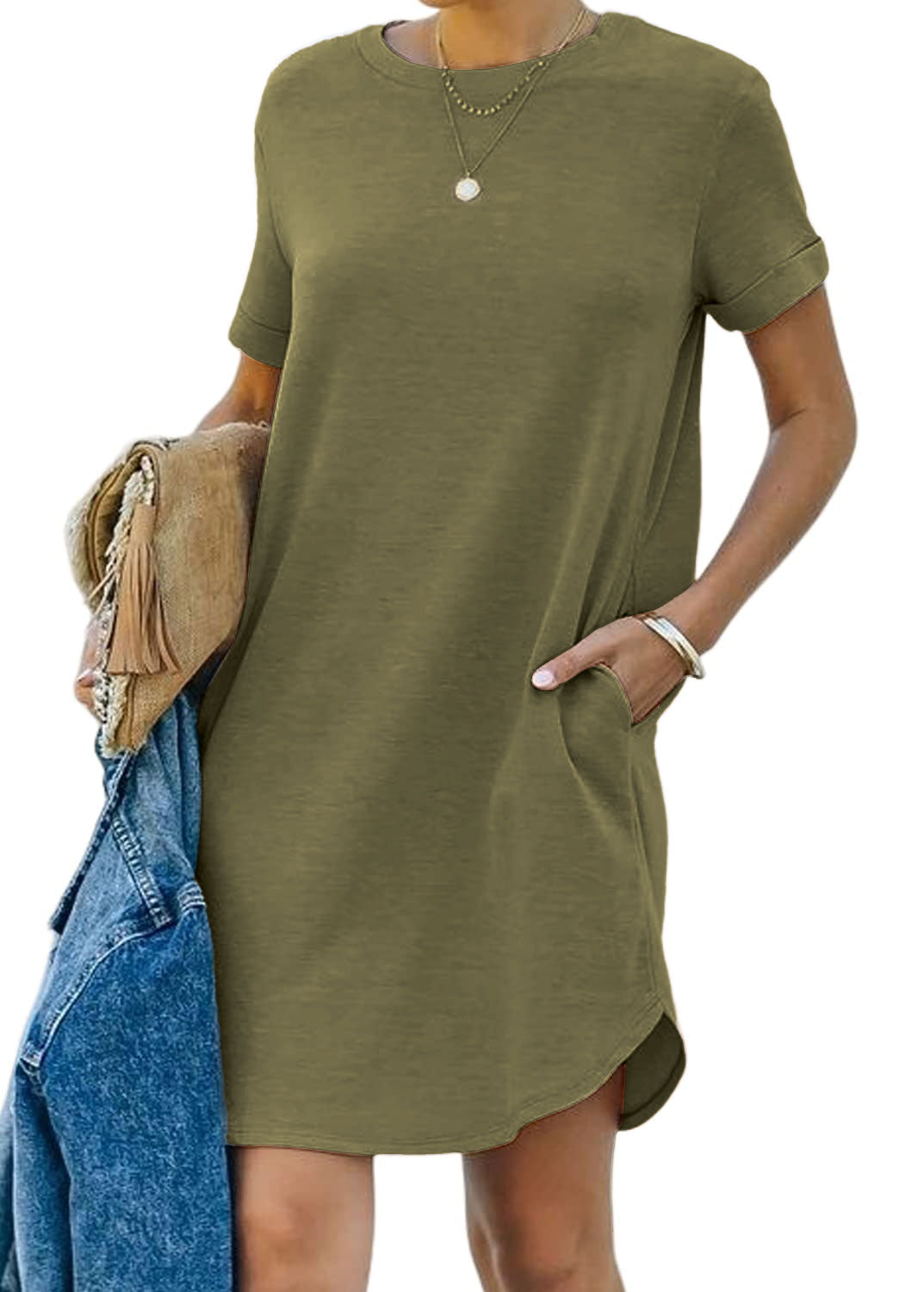 Florence Côté™ Casual T-shirt dress with short sleeves and pockets