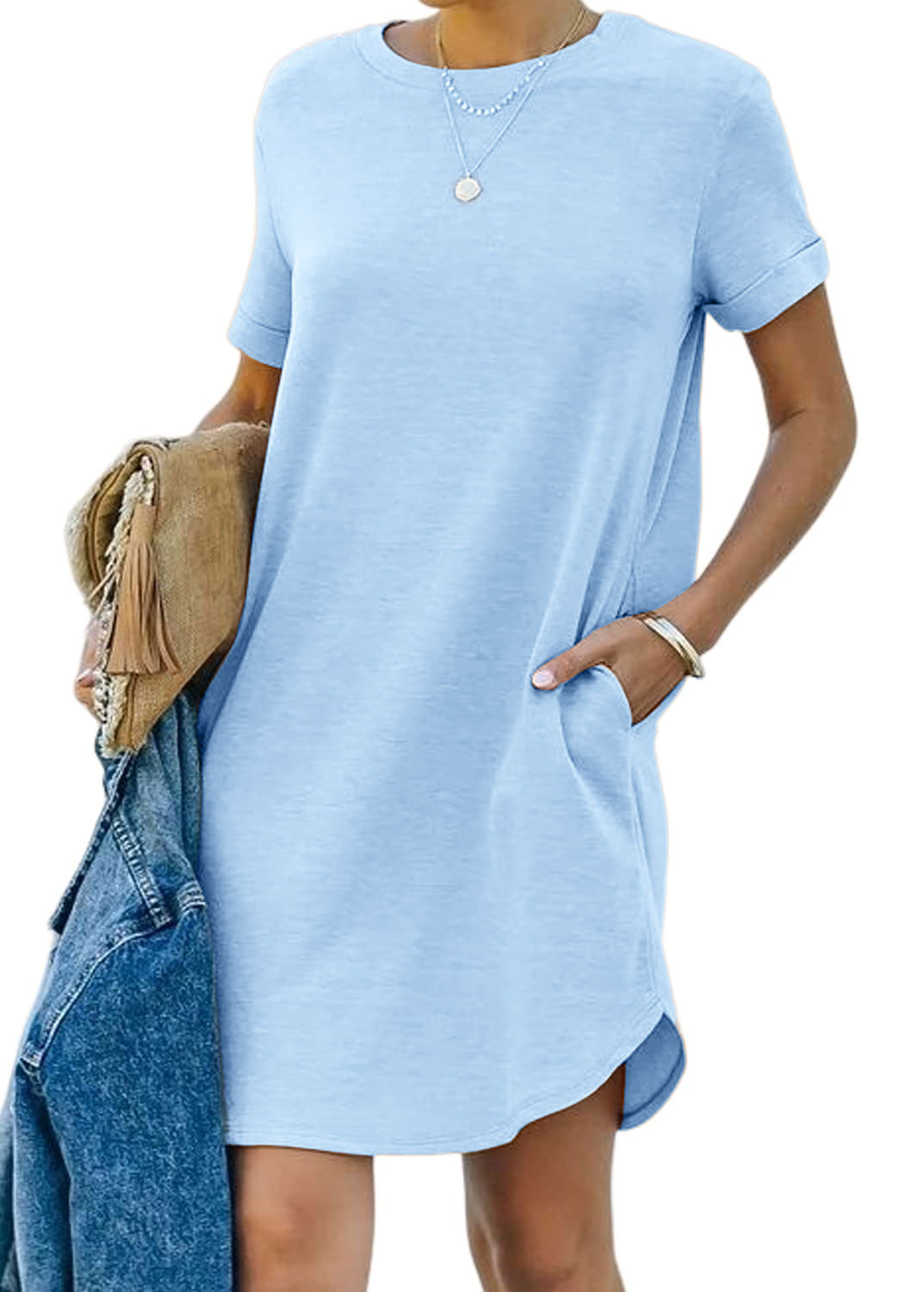 Florence Côté™ Casual T-shirt dress with short sleeves and pockets