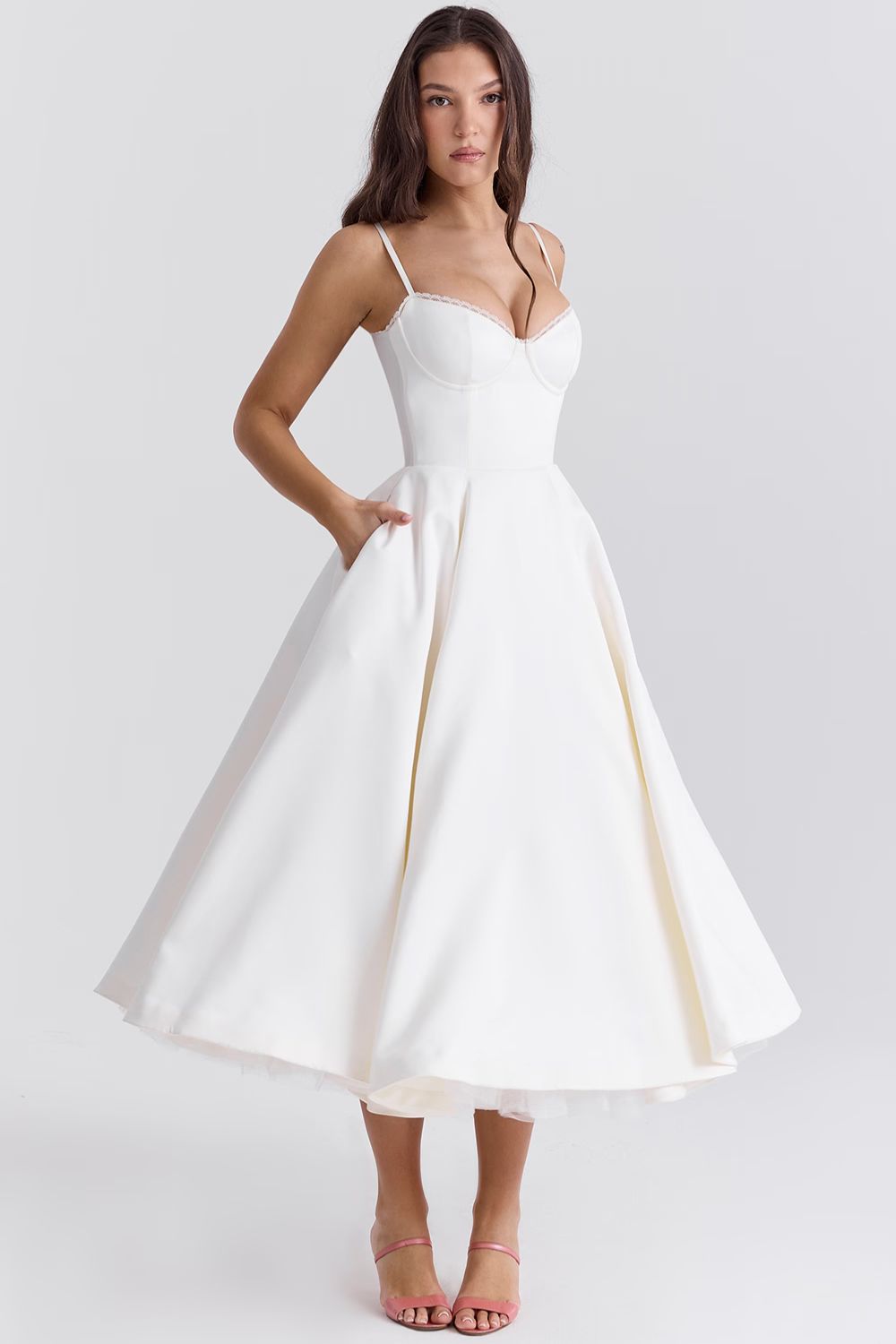 Giacinta Petrilli™ Midi dress with tulle skirt and adjustable straps