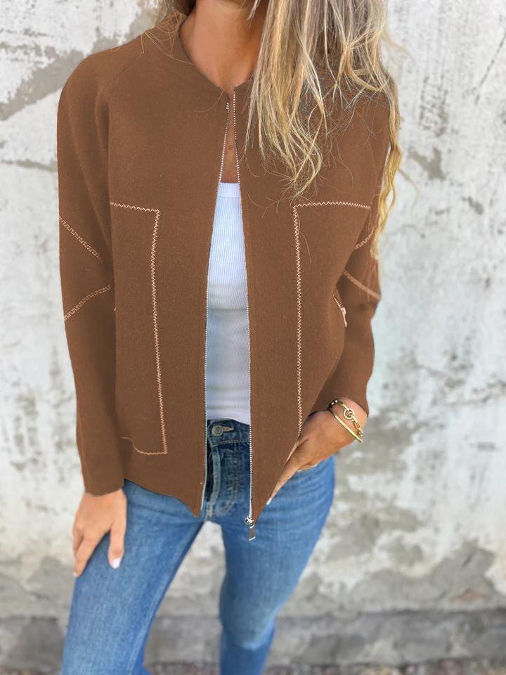 Hana Thatcher™ Casual zipped jacket with round neck