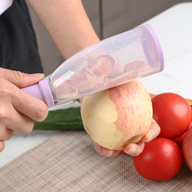 Veggie Pro™ Stainless steel kitchen scraper with storage container