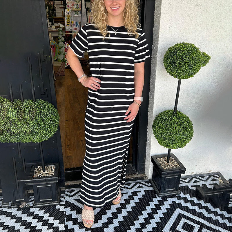 Juanita Carmen™ Women's striped shirt dress with pockets