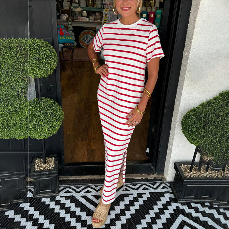 Juanita Carmen™ Women's striped shirt dress with pockets