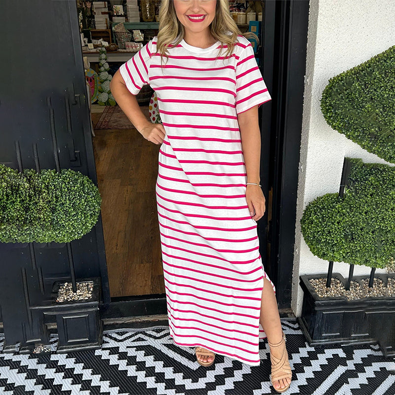 Juanita Carmen™ Women's striped shirt dress with pockets