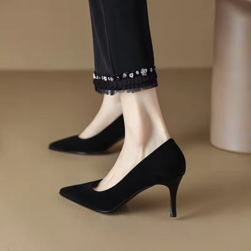 Luciana Rusco™ High-Quality Women's Pointed-Toe Black High Heels