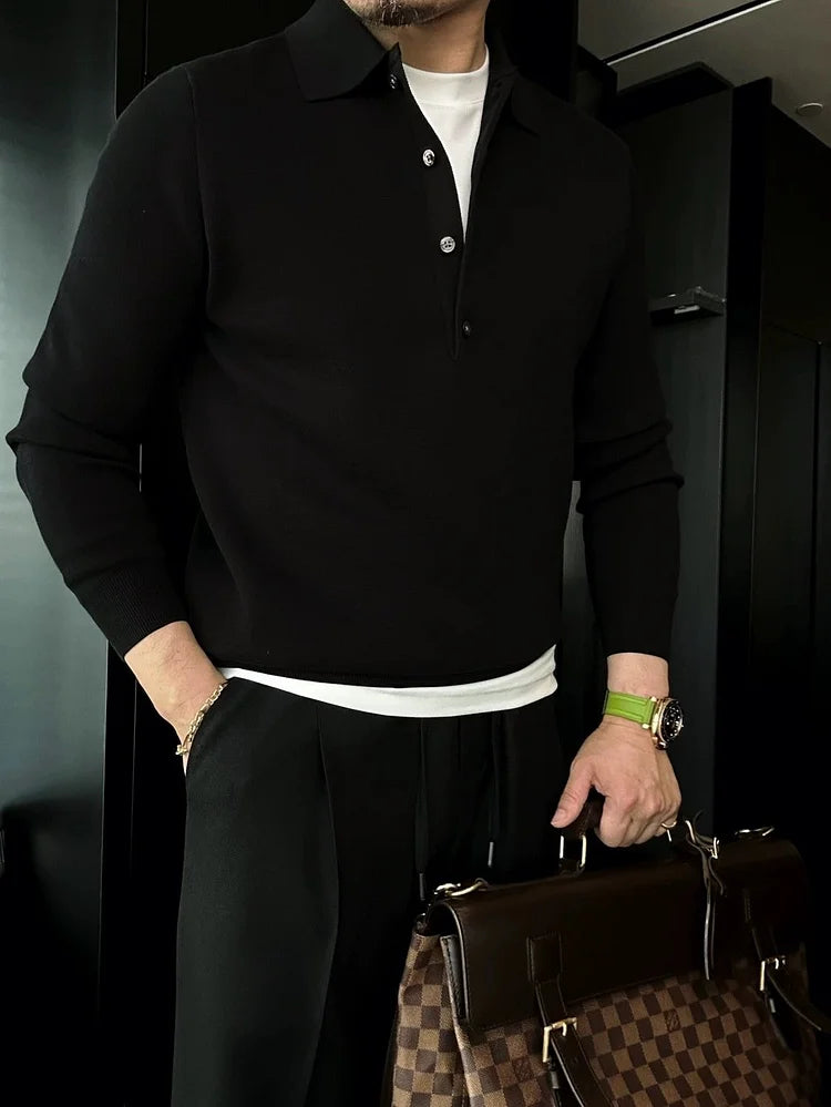 Martino Di Bernardo™ Men's Long Sleeve Knitted Polo Sweater