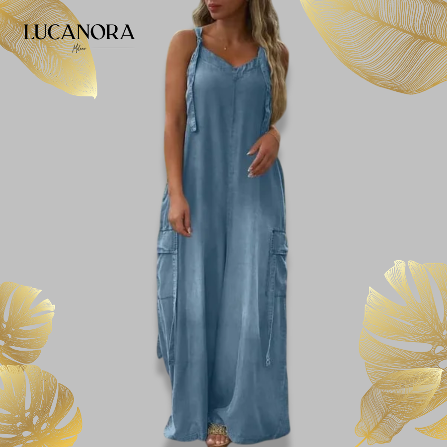 Massima Moceri™ Women's Loose Wide-Leg Jumpsuit with Pockets