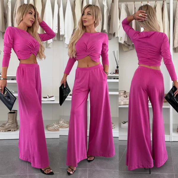 Michela Farina™ Crop Top Set - Round Neck & Elastic Waist