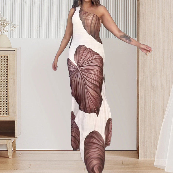 Mina Bezio™ One-shoulder maxi dress with print