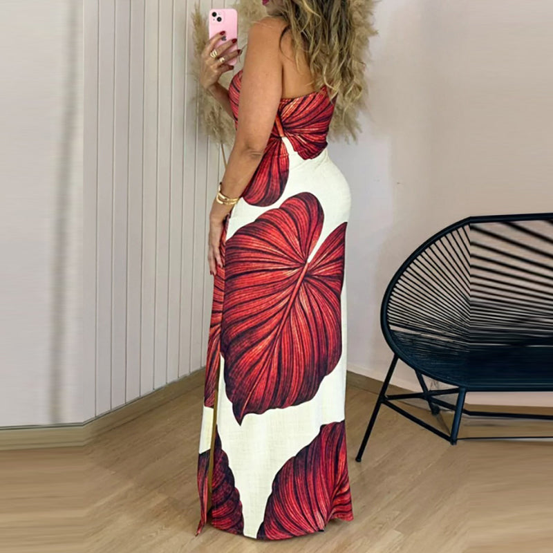 Mina Bezio™ One-shoulder maxi dress with print